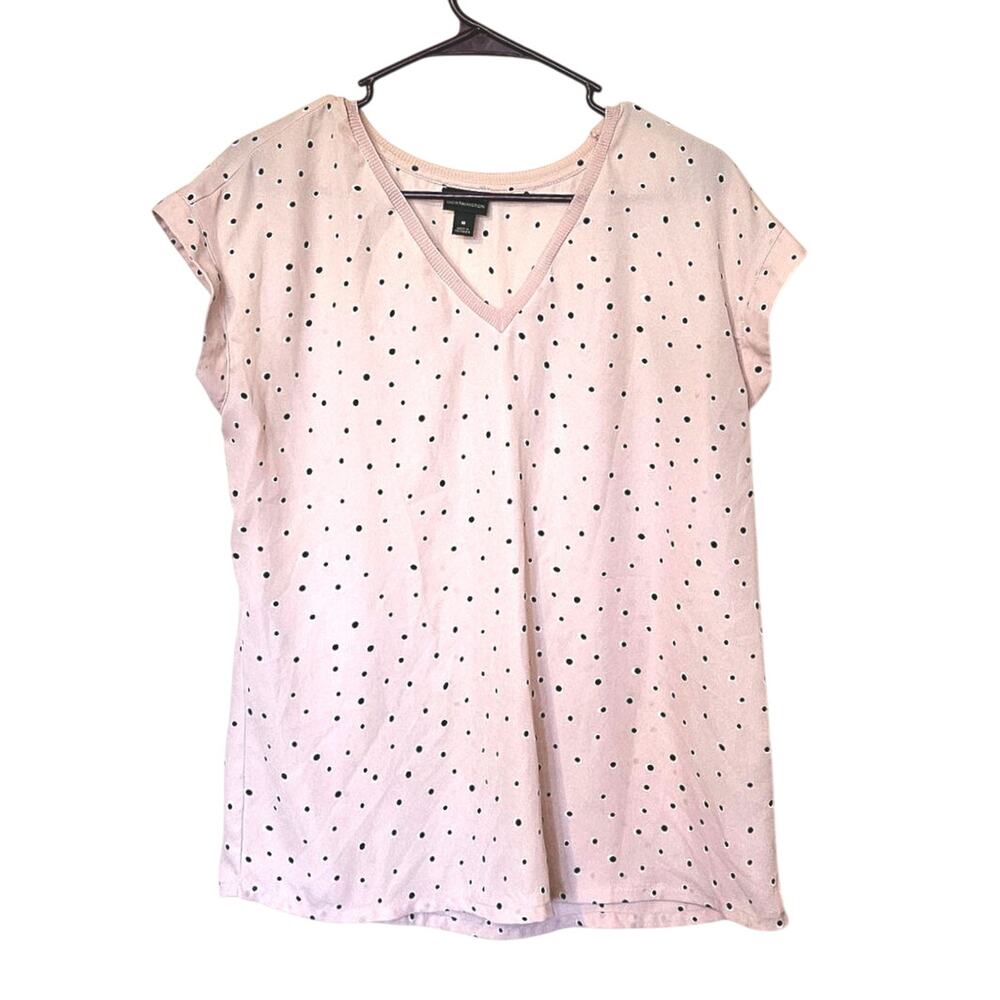 Worthington Size Medium M Light Pink Polka Dot Blouse Career Top Business